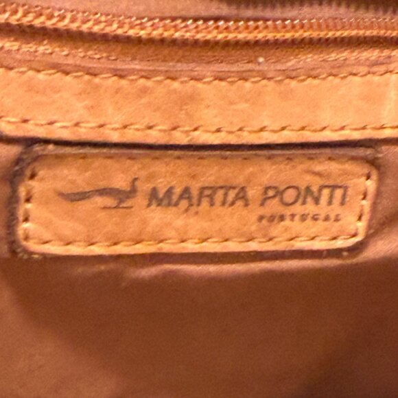 Marta Ponti Of Portugal Soft Washed Leather Sling Backpack Cognac Brown Bag NEW - Picture 5 of 16